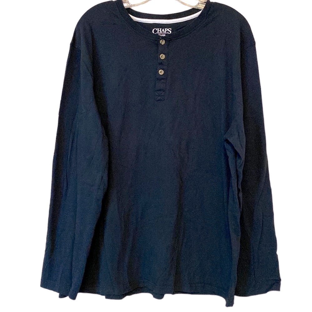 Mens shirt PJ lounge shirt for lounging sleeping Black 3 button long sleeve XL